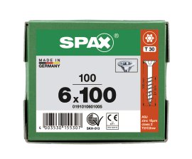 SPAX Universalschraube Senkkopf Torx Wirox 6x100 mm 100 Stk.
