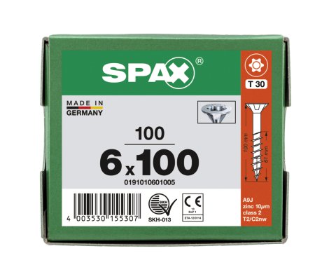 SPAX Universalschraube Senkkopf Torx Wirox 6x100 mm 100 Stk.
