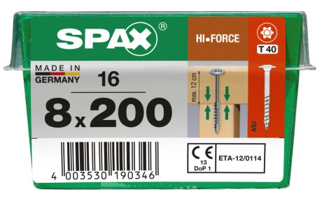 SPAX Schraube HIF Wirox 8x200 mm 16 Stk.