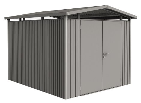 BIOHORT Gerätehaus Panorama P5 Doppeltür 273x318x227 cm, Quarzgrau-metallic