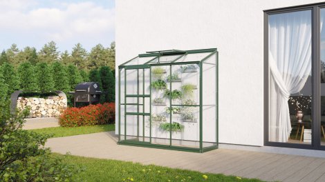 VITAVIA Anlehngewächshaus Styx 1300 ESG 3 mm Grün