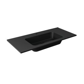 Gussmarmor-Waschtisch VITA, 101x46,5x15,8 cm (BxTxH), Beckenstärke 18 mm, Schwarz Matt