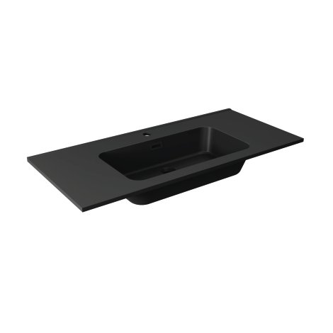 Gussmarmor-Waschtisch VITA, 101x46,5x15,8 cm (BxTxH), Beckenstärke 18 mm, Schwarz Matt