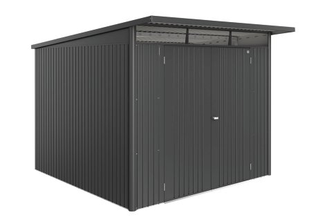 BIOHORT Gerätehaus AvantGarde® Eco A7 + Doppeltür 260x300x218 cm, Dunkelgrau-Metallic