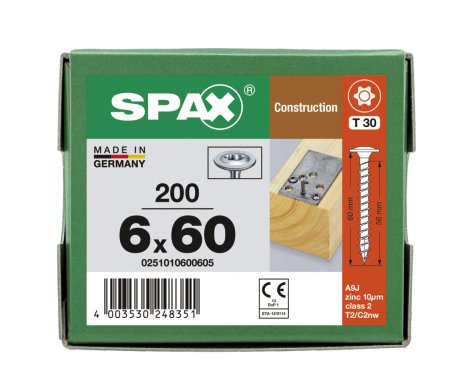 SPAX Holzbauschraube Tellerkopf Wirox 6x60 mm 200 Stk.