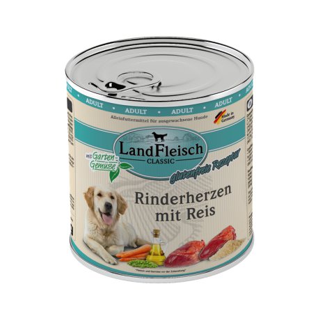 Landfleisch Hundenassfutter Rinderherz & Reis 800 g