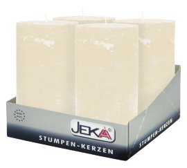 JEKA Rustik Stumpenkerze Creme 50x80 mm (ØxH) 4 Stk.