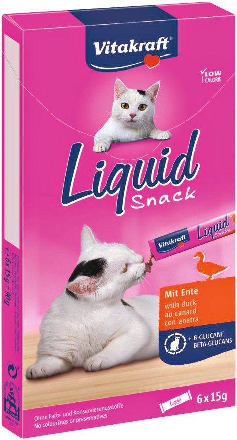 VITAKRAFT Katzensnack Liquid mit Ente & Beta-Glucane 90 g