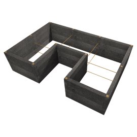 LEIER Hochbeet Durisol Anthrazit U-Form 340x230x80 cm (LxBxH)