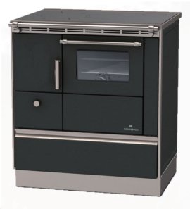 LOHBERGER Holzherd Rega 75 mit Stahlplatte 6 kW Schwarz