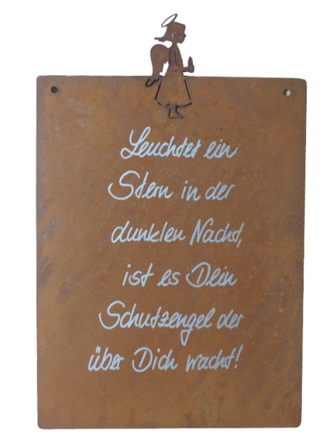 Gartentafel Schutzengel mit Schrift 25x39 cm (BxH)