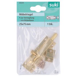 SUKI Möbel-Grendelriegel Messing poliert gerade 75 mm