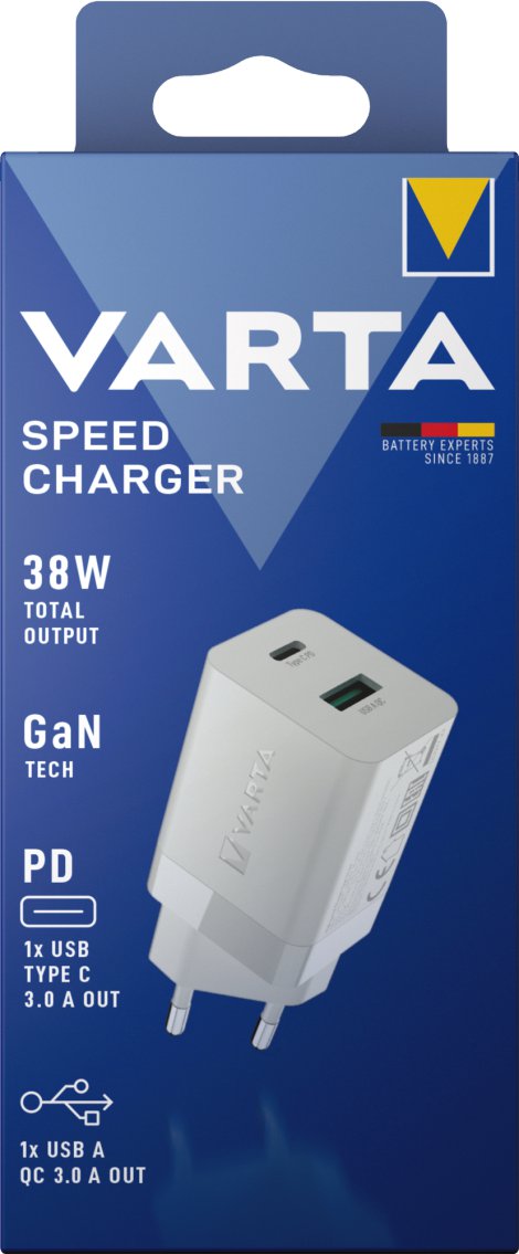 VARTA Speedcharger Gan 38W USB-A, USB-C