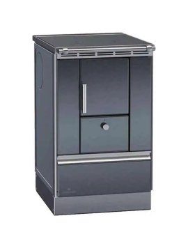LOHBERGER Holzherd Rega 50 mit Stahlplatte 4,5 kW Schwarz