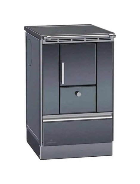 LOHBERGER Holzherd Rega 50 mit Stahlplatte 4,5 kW Schwarz