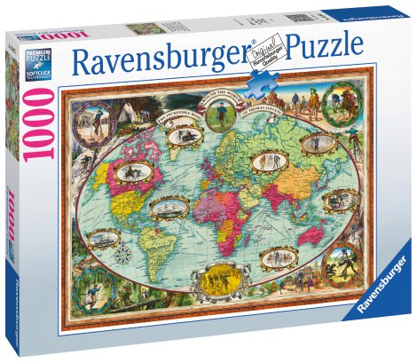 RAVENSBURGER Puzzle Mit dem Fahrrad um die Welt