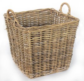 Holzkorb Rattan viereckig Grau 40x40x35 cm