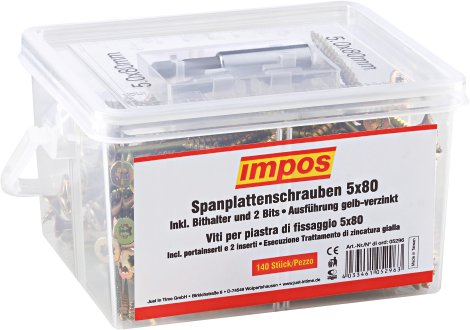 IMPOS Schraubenbox Spanplattenschrauben Torx 80x5 mm, 140 Stk.