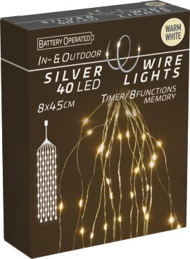 Silberdraht Cascade Warmweiß 40 LED IP44