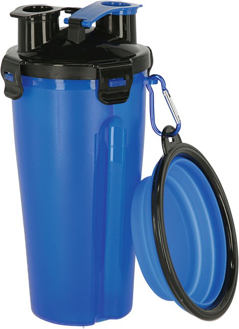 Futter- und Wasserbehälter 2x350ml, inkl. Reisenapf, blau