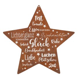 Dekoschild Stern mit Beschriftung 28x26 cm