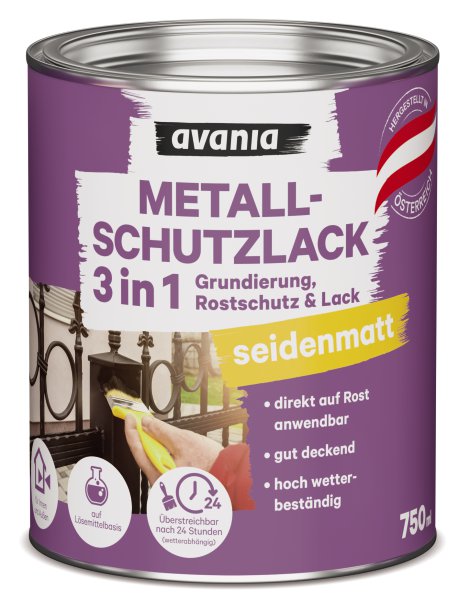 AVANIA Metallschutzlack RAL9005 Schwarz 750 ml
