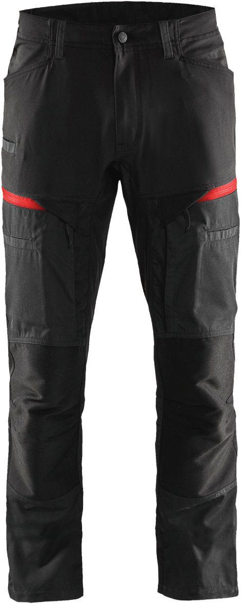 BLÅKLÄDER Service Bundhose Stretch-Denim Schwarz/Rot 50
