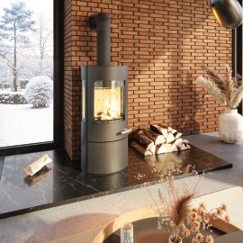 HAAS+SOHN Kaminofen Vitus.L mit Kockplatte & Tür Schwarz