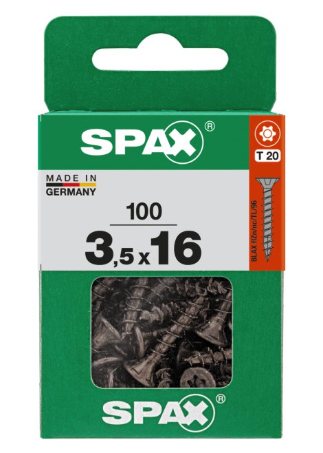 SPAX Universalschraube Senkkopf T-Star Schwarz 3,5x16 mm 200 Stk.