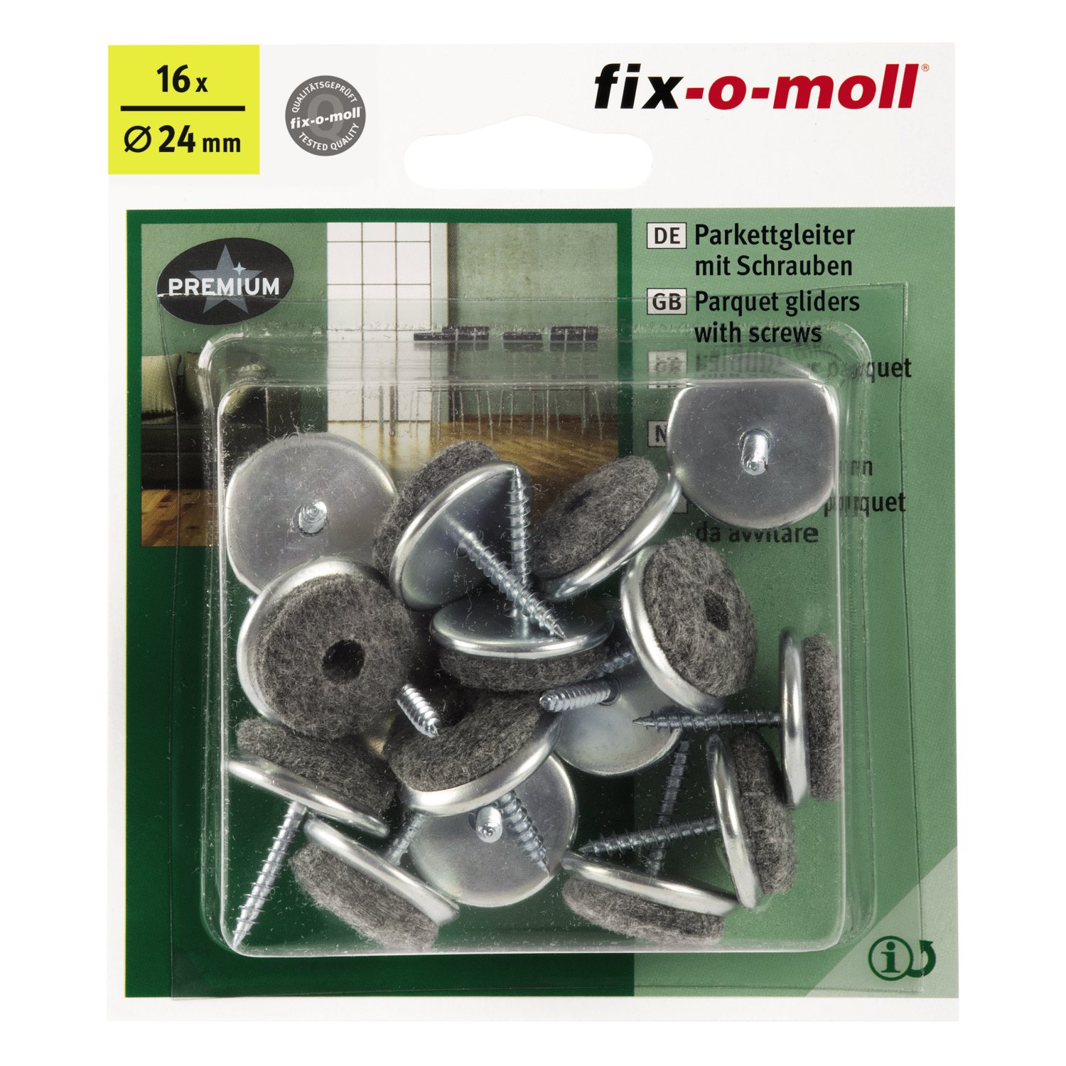 SUKI Parkettgleiter mit Schraube 16 Stk. 24 mm