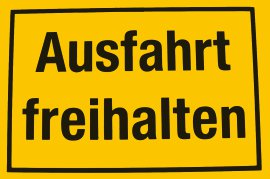 ALPERTEC Schild Ausfahrt Freihalten Gelb/Schwarz 20x3 cm