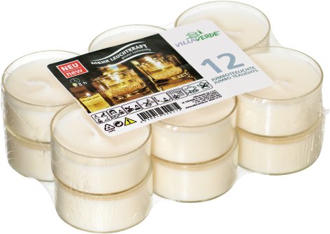Teelicht Jumbo weiß 12 Stück