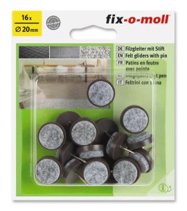 SUKI Filzgleiter mit Stift Braun 20 mm, 16 Stk.