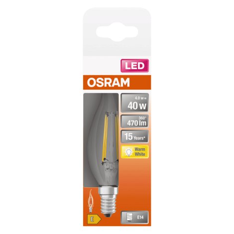 OSRAM LED-Kerze Star Retrofit BA 40 E14, Filament Warmweiß 4W