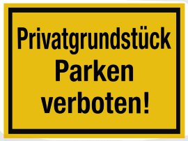 ALPERTEC Schild Privatgrundstück Parken verboten Gelb/Schwarz