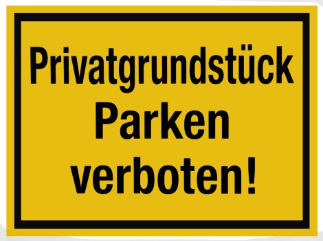 ALPERTEC Schild Privatgrundstück Parken verboten Gelb/Schwarz 30x20 cm