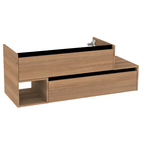 Waschtisch-Unterschrank VITA mit 2 Schubladen 1 Fach links Summer-Oak-Optik 128,5x46x50 cm (BxTxH)