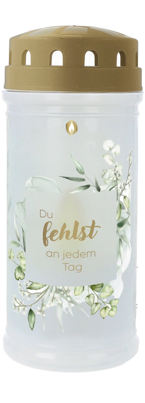 LED-Grabkerze Du fehlt an jedem Tag 7,5x7,5x17,5 cm (LxBxH) Weiß