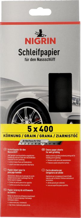 NIGRIN Schleifpapier sortiert