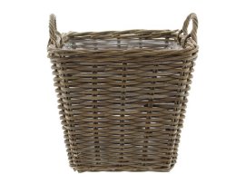 Holzkorb Rattan viereckig Grau 50x50x45 cm