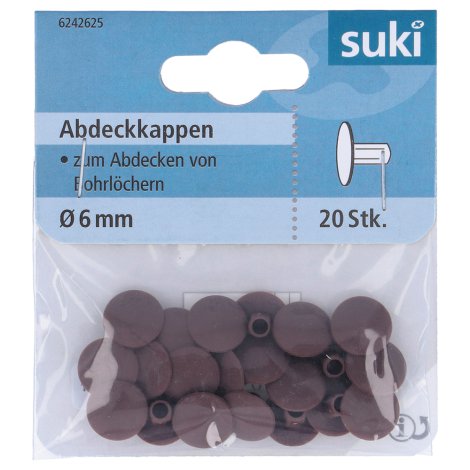 SUKI Abdeckkappe Kunststoff Braun Ø 6 mm 20 Stk.