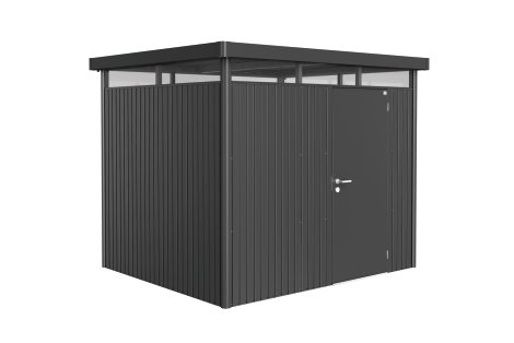 BIOHORT Gerätehaus Highline H3 mit Standardtür WE 275x235x222 cm, Dunkelgrau-metallic