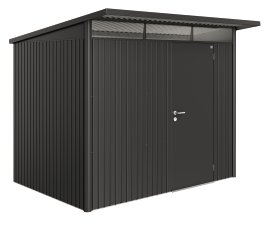 BIOHORT Gerätehaus AvantGarde® A5 + Standardtür 260x220x218 cm, Dunkelgrau-Metallic
