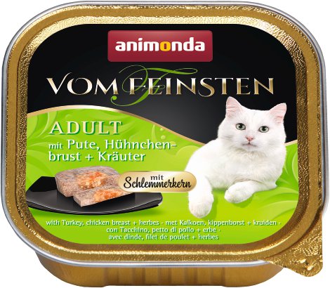 ANIMONDA Katzennassfutter Vom Feinsten Adult Schlemmerkern mit Pute, Hähnchenbrust und Kräutern 100 g
