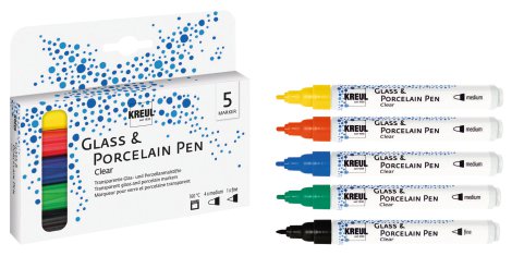 KREUL Malstift Glass & Porcelain Clear 5er-Set