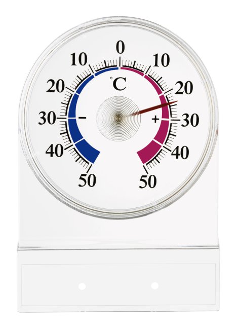 Fensterthermometer aus Kunststoff transparent