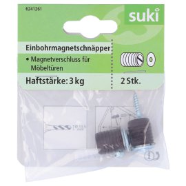 SUKI Einbohr-Magnetschnäpper Kunststoff Braun 3 kg 2 Stk.