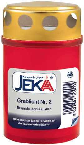 JEKA Grablicht mit Goldendem Thermo-Doppeldeckel 60x95 mm (ØxH), Rot