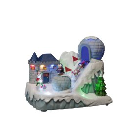 LED-Dekofigur Skipiste mit Musik 4,5 V, Höhe 16,5 cm