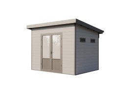 WOLFF FINNHAUS Gartenhaus Terra 3024 Anthrazit/Hellgrau 28 mm